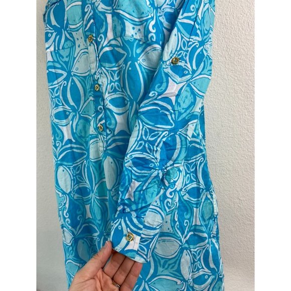 Lilly Pulitzer women's small blue patterned captiva tunic top beach cover up - Picture 6 of 9